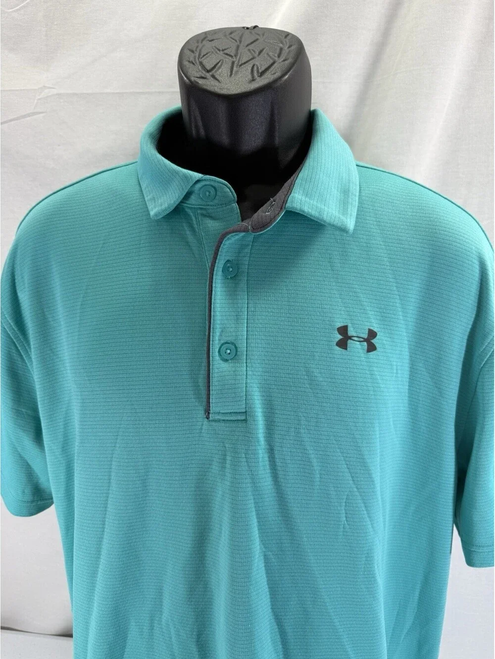 Under Armour Polo Shirt Mens XL Aqua Teal Solid Athletic Golf Heat Gear Loose